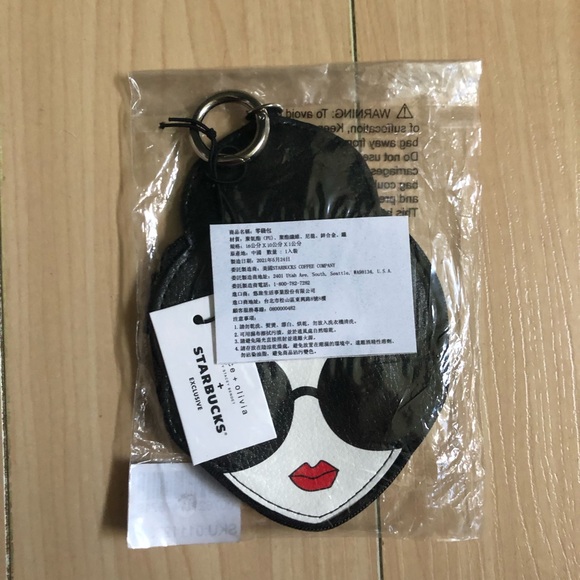 New w tag Alice and Olivia x Starbucks Stace Face Zip Coin Purse Pouch Keychain - Picture 5 of 5